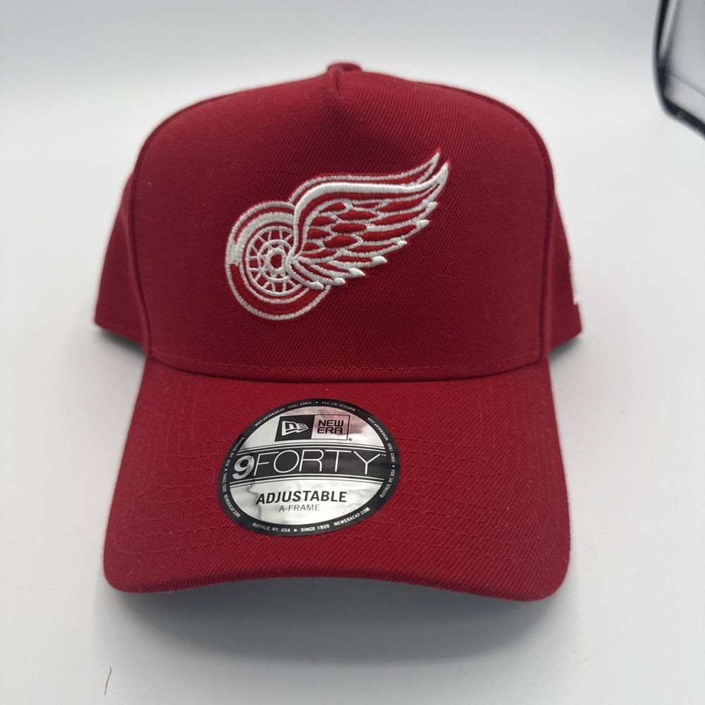 Detroit Red Wings New Era A-Frame 9Forty Adjustable Hat Cap Red‎ White NEW